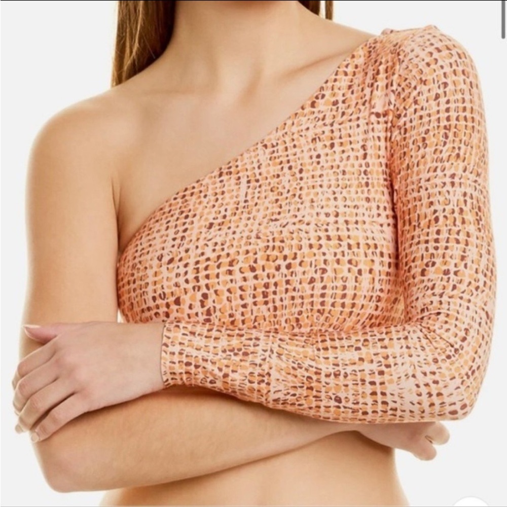 NWT L*space Cardi One-Shoulder Wild Bunch Rashgaurd Swim Top sz Small